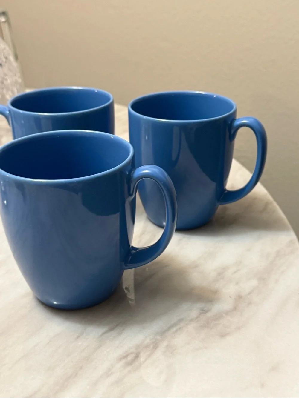 CORELLE blue coffee mugs set of 3 stoneware